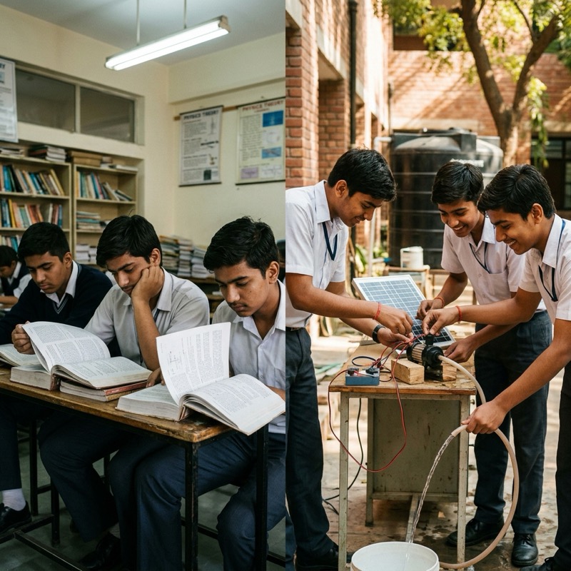 Students shift from reading textbooks to building a working solar-powered water pump